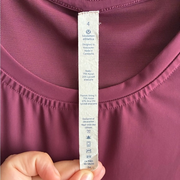 Lululemon Athletica & Go Endeavor Short Sleeve Dress Red Grape 4 - Picture 9 of 12